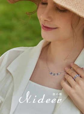 奈小鹿纯银天然坦桑石项链女轻奢锁骨链小众设计感吊坠送女友礼物