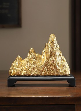 新中式简约金山银山摆件家t居客厅酒柜电视柜轻奢装饰品办公室摆