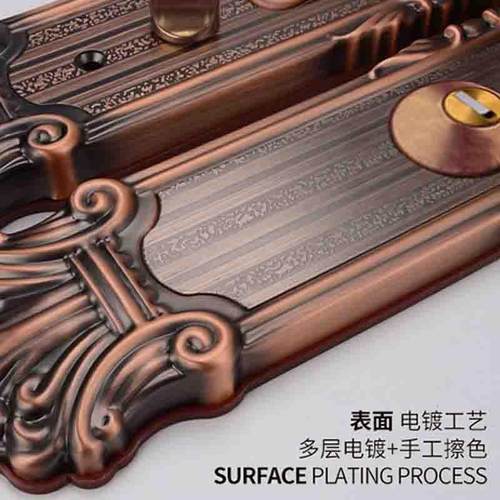 防盗门锁套装304不锈钢把手家用锁具木门别墅双开门大门拉手C级锁 - 图1