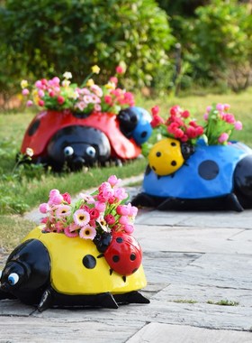 户外园林小品仿真动物花盆栽甲虫景观H花缸摆设工艺品别墅庭院装