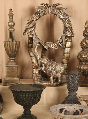 欧式轻奢风复古民宿树脂桌面摆件烛台餐厅家居玄关V陈设装饰品摆