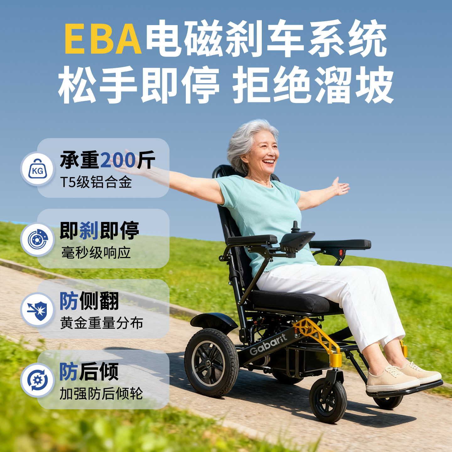 嘉佰瑞电动轮椅智能全自动老年人专用年轻人轻便代步车折叠新款型 - 图3