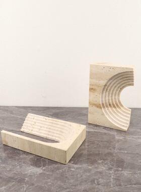 欧式房子安静风格自然石灰华几何装饰酒店样板房房子桌面玄关家居