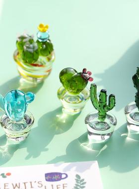 不怕晒的网红玻璃仙人掌车载摆件套装组合车内饰品摆件汽车中控台