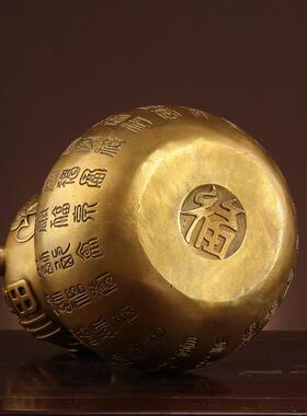 铜葫芦饰品大纯黄铜空心开口大葫芦百府铜葫芦客厅财富装饰