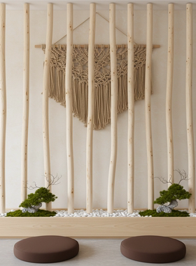 天然原木干树枝隔断屏风客厅民宿玄关树干枝摆件幼儿园环创装饰树