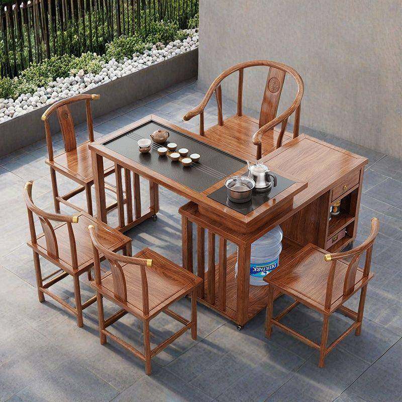 新中式茶台椅组合客厅家用实木可旋转移动折叠阳台小型茶台泡茶几,淘宝优惠券,粉丝福利购,淘宝优惠卷