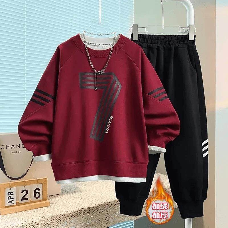 OMI欧米优选男童秋冬新款加绒卫衣休闲运动时尚潮流百搭两件套,淘宝优惠券,粉丝福利购,淘宝优惠卷