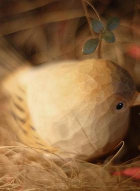 鹿妖商店小胖鸟纯手工木雕胖鸟挂件实木肥啾鸟北欧风创意摆件