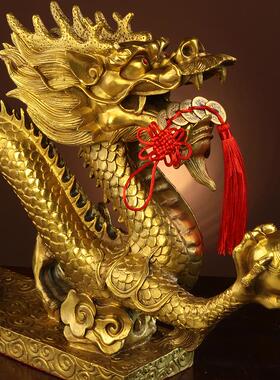 铜龙摆件五爪金龙摆件青龙招财十二生肖龙单龙戏珠招财装饰工艺品