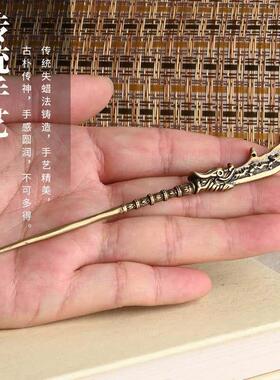 铜雕关羽大刀青龙偃月刀黄铜复古精致刀剑关公吕布三国兵器小摆件