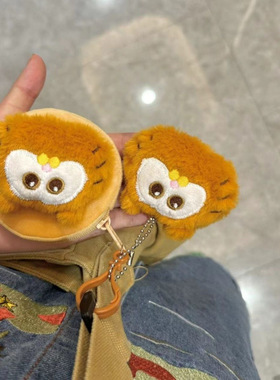 卡通毛绒加菲猫零钱包钥匙包软萌