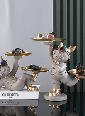 放钥匙的摆件托盘门口进门置物架收纳入户玄关家居装饰品杂耍狗狗