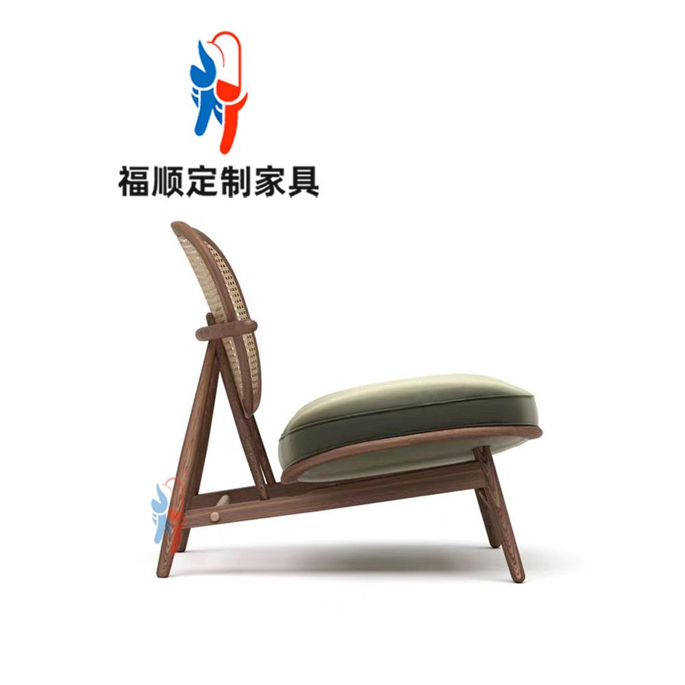 北欧简约单人沙发椅客厅藤编休闲椅大堂会客接待靠背椅会所民宿 - 图1