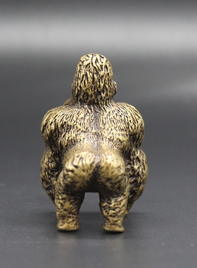 精工实心铜大猩猩小摆件铜艺铜宠猴子铜手把件仿古微雕古玩老铜器