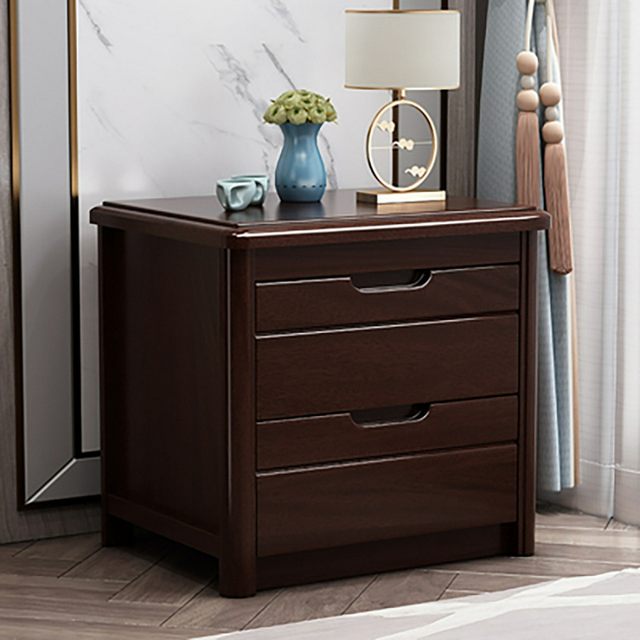 Walnut full solid wood bedside table household bedroom storage cabinet small apartment Chinese modern simple bedside cabinet