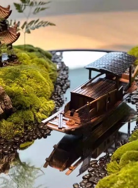 轻奢圆桌转盘永生苔藓桌花