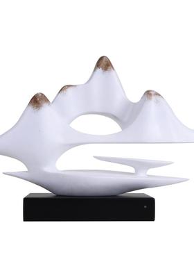 新中式公室靠山视雕塑茶室家居软饰QFT装品客厅电柜玄关酒柜办摆