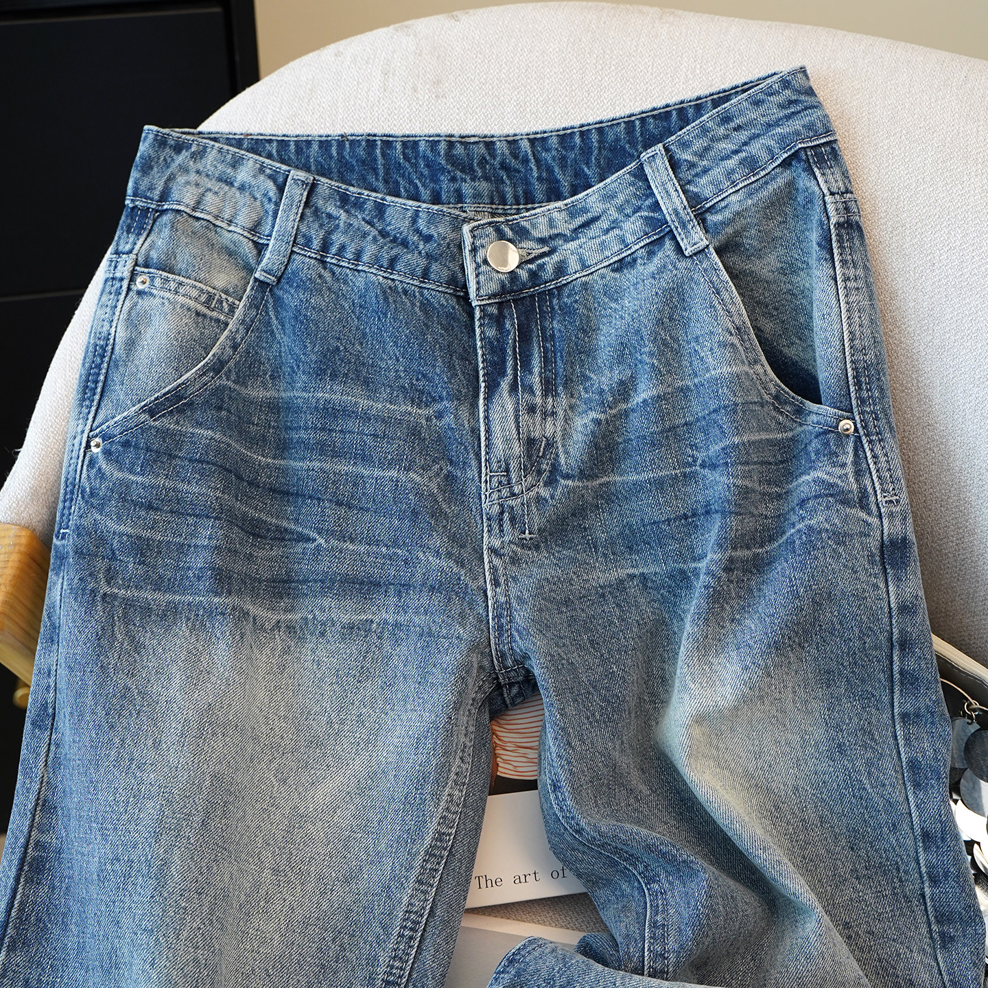 复古低腰喇叭牛仔裤水洗做旧弹力休闲裤女宽松显瘦百搭微喇长裤子,淘宝优惠券,粉丝福利购,淘宝优惠卷