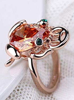 【九华山普渡寺】奢华金蟾戒指招财转运铜钱玫瑰金项炼女时尚配饰