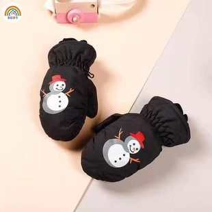 彩虹房子加绒保暖婴儿手套
