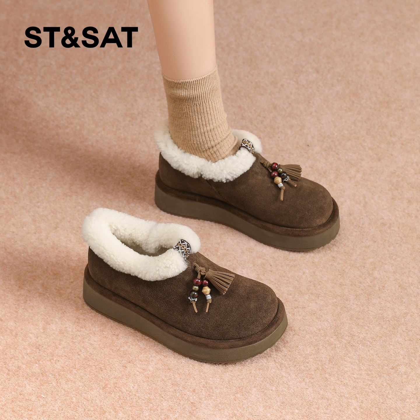 星期六勃肯鞋女2025冬季新款女鞋女款冬鞋加绒加厚保暖雪地鞋棉鞋 - 图3