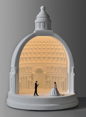 创意结婚礼物教堂水泥夜灯家居摆件送新人新婚闺蜜朋友纪念日