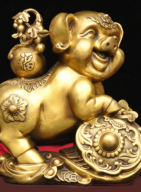 铜猪摆件纯铜富足猪百财猪生肖猪客厅店铺办公室装饰乔迁开业礼品