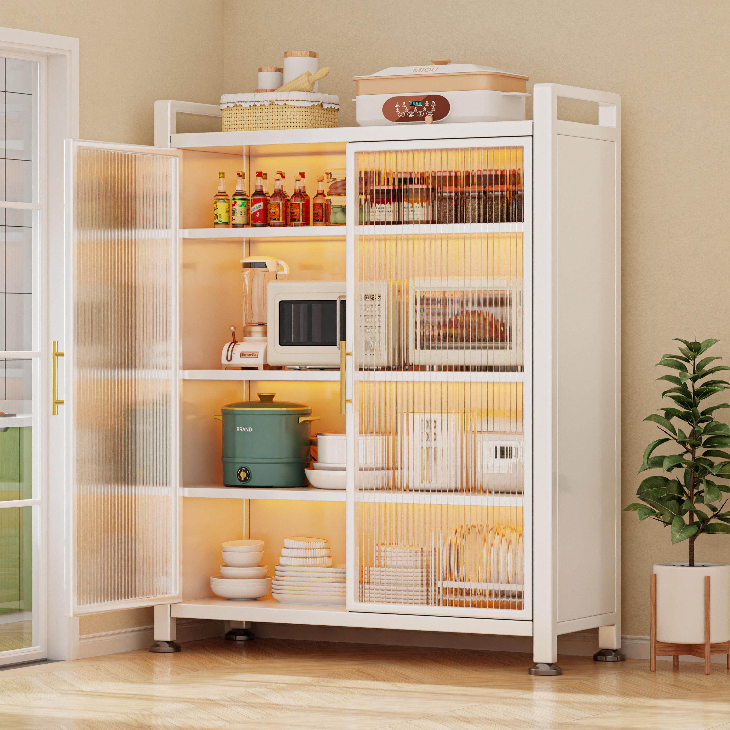 厨房置物架多功能家用整体橱柜多层微波炉柜子餐边碗碟储物收纳层,淘宝优惠券,粉丝福利购,淘宝优惠卷