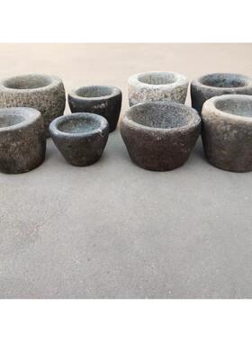怀旧老物件古董石臼花盆杂项老石碗老石雕蒜臼烟灰缸农村收藏民俗
