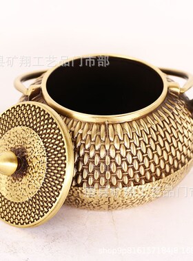 拉丝铜壶 提梁壶 铜茶壶 家居创意铜器摆件