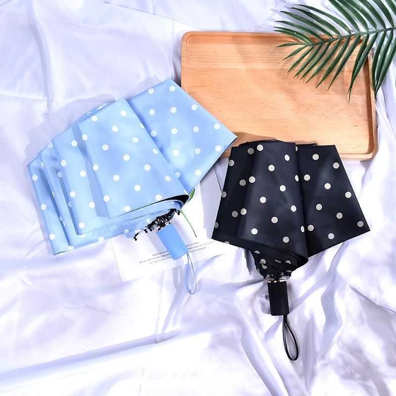 日系小清新自动伞k简约圆点创意黑胶防晒遮阳伞加印logo雨伞广告 - 图2