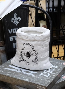 法式复古小清新仿麻袋造u型花盆多肉花器绿植水培干花花器花架