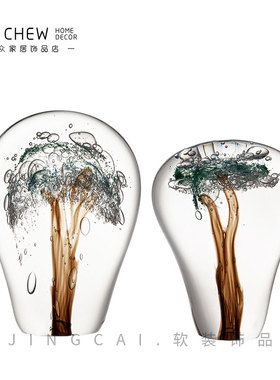 轻奢简约高级玻璃艺术摆件酒店大厅会所展厅客厅软装艺术饰品摆设