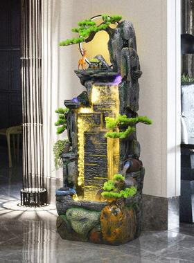 法式庭院喷泉大型落地假山流水摆件客厅生财轮加湿器高山循环