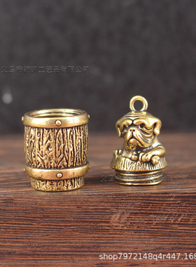 黄铜水桶狗摆件家居办公室桌面茶宠水桶狗摆件黄铜工艺品装饰