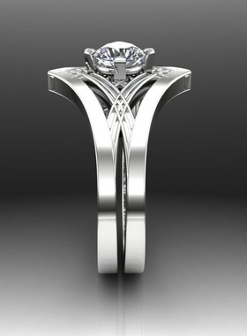 海饶2023跨境爆款仿白金镶白色锆石女式经典简约爱情戒指