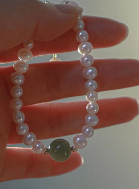 天然淡水珍珠和田玉手链女 美产14K包金小众轻奢高级感新中式