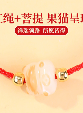 林原创红绳手链民族风菩提招财猫手绳情侣款手工编织本命年手绳