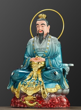 玉清元始天尊彩绘树脂太上老君道德灵宝天尊家用供奉仙家摆件