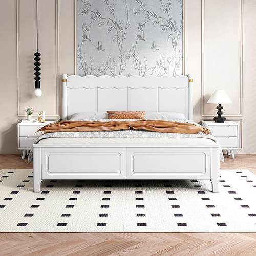 现代简约实木床1.孩5米男女单人床孩HDH复古风1.8小户型米公主儿 - 图1