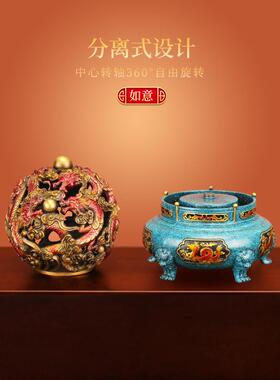 《九龙戏珠》九转干坤铜鼎摆件纯铜时来运转办公桌开业招财工艺品