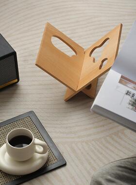 宜集堂INS榉木书报杂志架装饰摆件氛围感家居书架客厅桌面简约