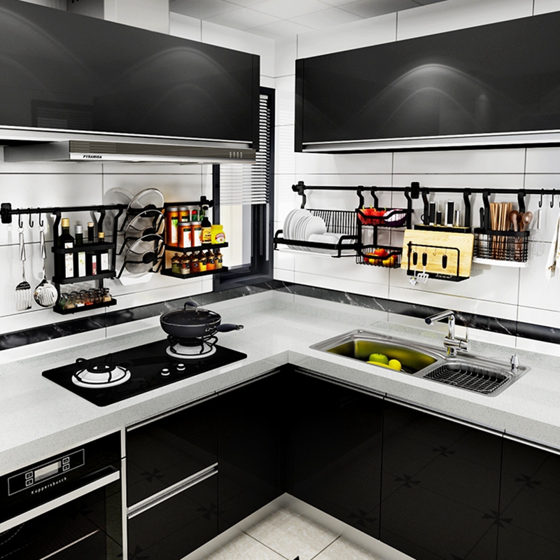 多功能厨房置物架壁挂式不锈钢沥水碗碟架厨房用品家用大全收纳架 - 图2