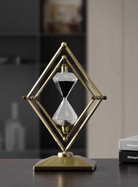 轻奢创意旋转黑色时间沙漏计时器摆件酒柜办公室桌面高级感装饰品