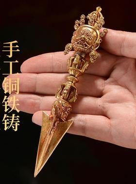 尼泊尔手工普巴金刚杵居家桌面摆件铜鎏金马头金刚橛吊坠