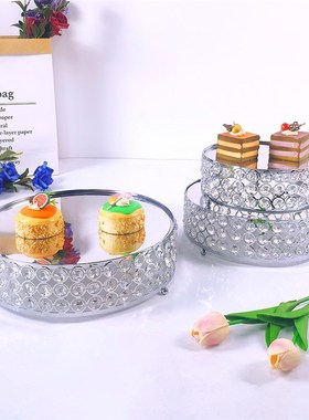 水晶甜品台展示架摆件婚庆甜点蛋糕展台玻璃盘子摆台点心盘子托盘