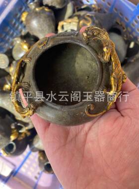 仿古青铜器杂件复仿器SDR001铜大貔貅烟灰缸绿绣笔洗工艺品家居摆