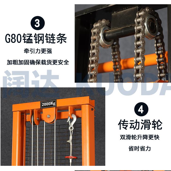 插电堆高车半电动升高220V1t2tt1.6m2m2.5mm插电叉车插电堆高车 - 图1