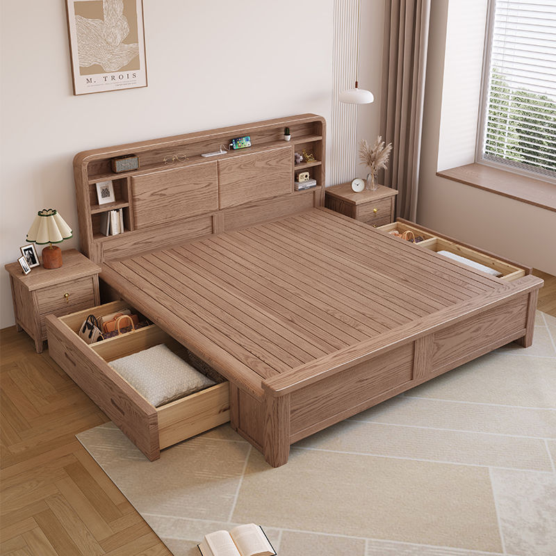 檬榆白蜡木实木床双人床1.8x2米北欧风主卧大床1.5米家用储物婚床 - 图2